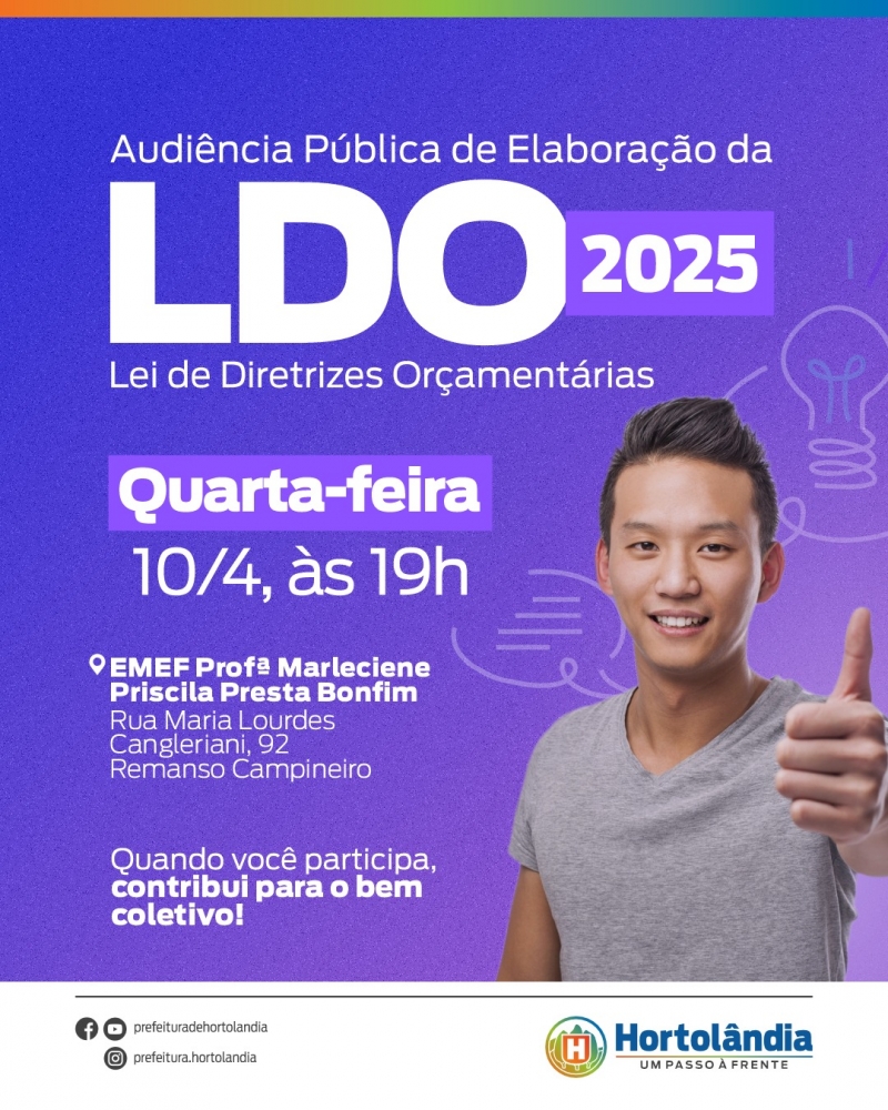 Audiência pública para a elaboração da LDO 2025 - uma transmissão ao vivo pelo YouTube