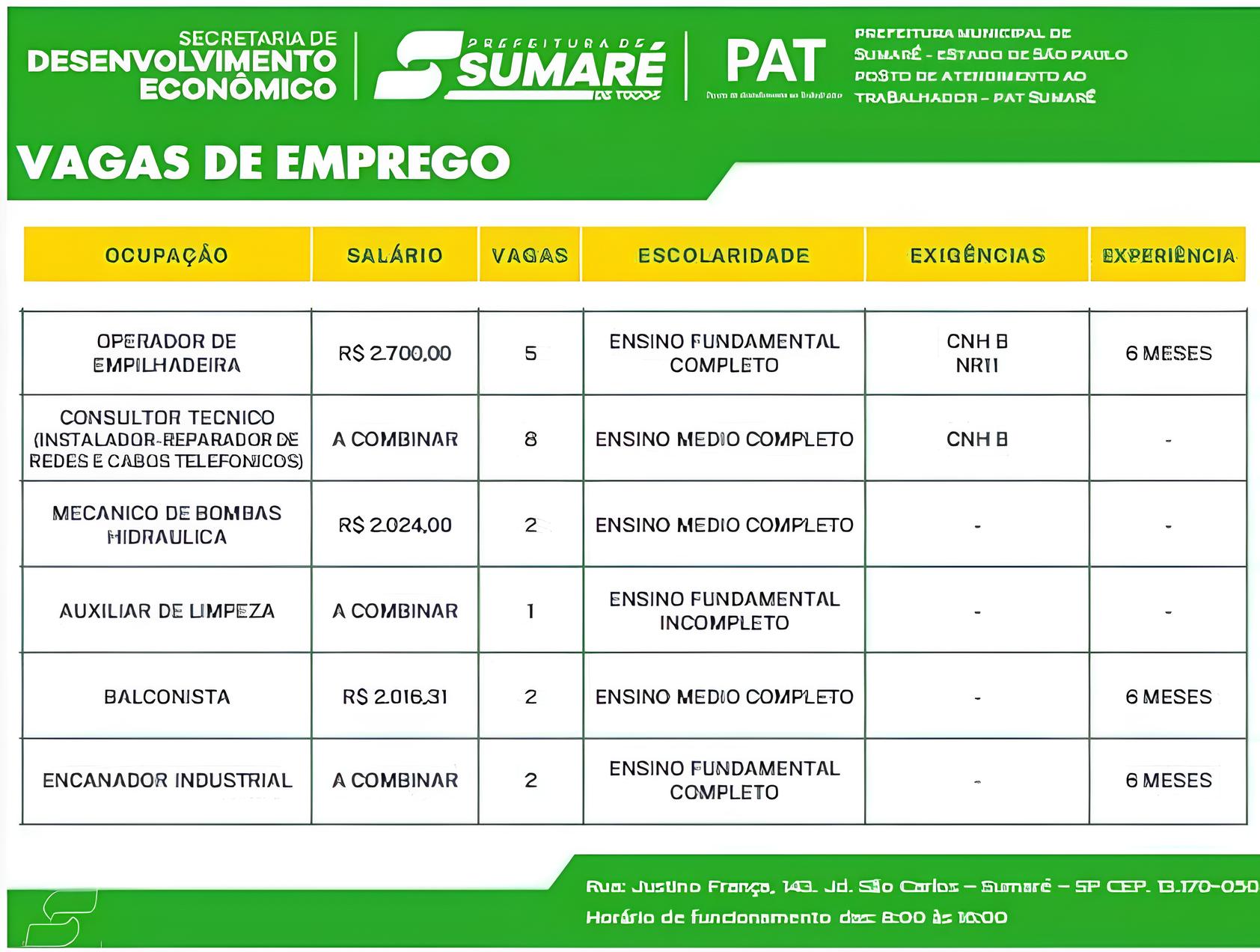 20 Vagas de Emprego em Sumaré: Uma Nova Chance Está Te Esperando – Corra Antes Que Seja Tarde! 12 20 Vagas de Emprego em Sumar Uma Nova Chance Est Te Esperando Corra Antes Que Seja Tarde
